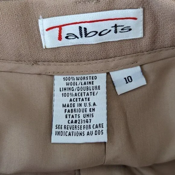 Talbots Tan Worsted Wool Vintage 3 Button Suit Jacket Women's 12